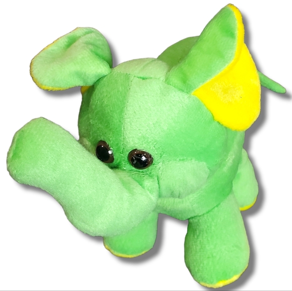 CalPlush Elephant Stuffed Animal Toy 2017 Zoo Kids Birthday Neon Green Yellow - Picture 10 of 12